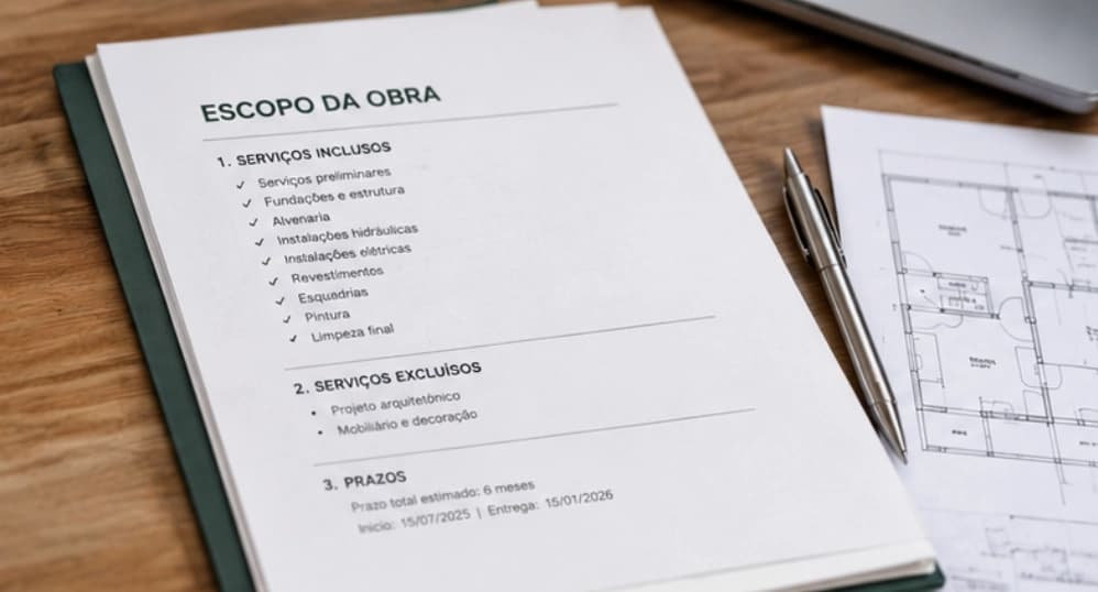 Projeto e escopo definidos antes da obra